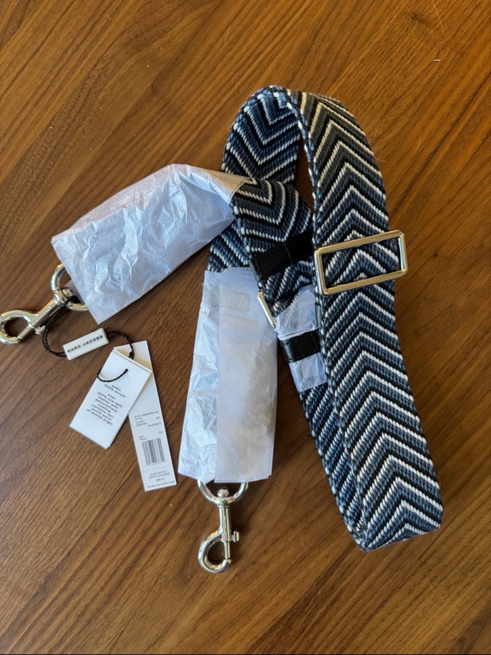 Marc Jacobs Black and White Chevron Adjustable Strap